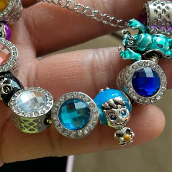 NIB NEW Pandora Pave Clasp Bracelet w/ Colorful Disney Theme Charms - Picture 10 of 13